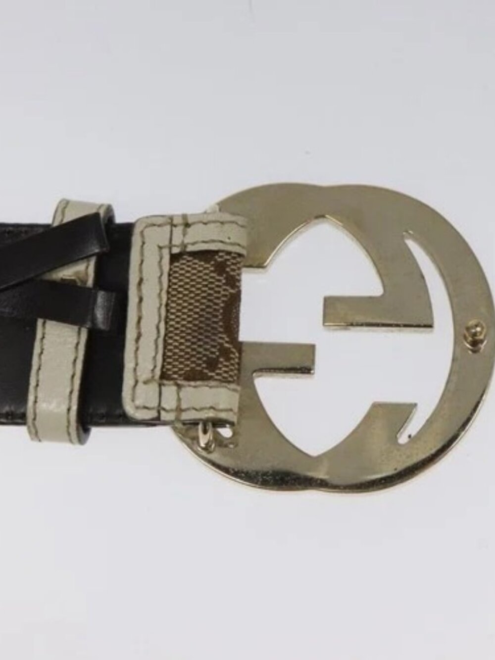 GUCCI GG Canvas Belt 35.4" Beige 114876 Auth hk2325 - Picture 7 of 10
